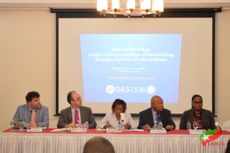 Vice Chairman of the National Drug Council, D. Michael Morton (2nd right) thanked CARICOM, OAS and EU officials