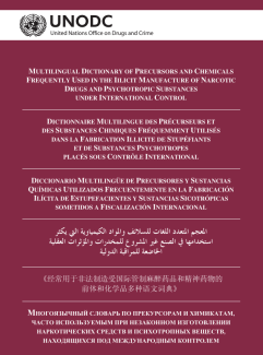 Multilingual Dictionary of Precursors and Chemicals Frequently Used in the Illicit Manufacture of Narcotic Drugs and Psychotropic Substances under International Control Cover Image to the Guide - Multilingual Dictionary of Precursors and Chemicals Frequently Used in the Illicit Manufacture of Narcotic Drugs and Psychotropic Substances under International Control