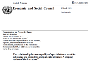 The Relationship Between Quality of Specialist Treatment for Substance Use Disorders and Patient Outcomes: A Scoping Review of the Literature COver of The Relationship Between Quality of Specialist Treatment for Substance Use Disorders and Patient Outcomes: A Scoping Review of the Literature