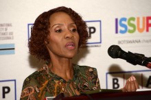 The First Lady giving a keynote address