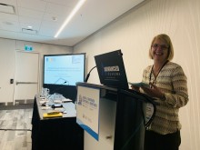 person standing before podium