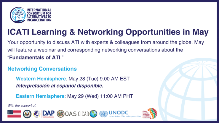 A Poster Promoting the ICATI Networking Conversations in May.